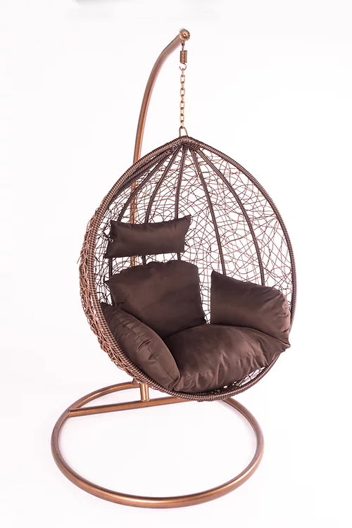 Single brown Nestle egg chair: "Warm and inviting single brown Nestle egg chair for cozy relaxation